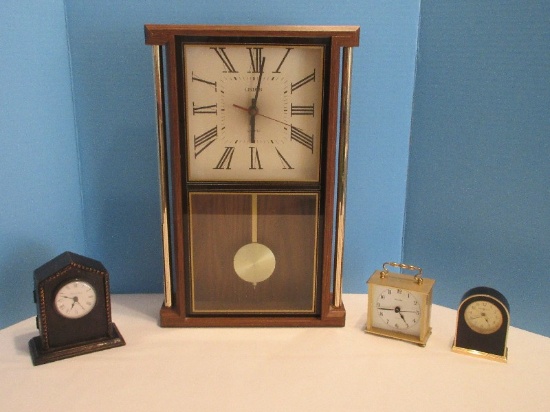 Group - Linden Quartz Mid-Century Design Wall/Free Standing Clock w/ Pendulum