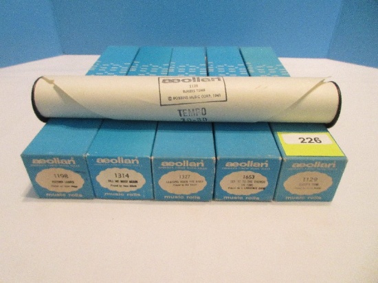 Player Piano 5 Aeolian Music Rolls in Original Boxes "Elmer's Tune", "Autumn Leaves"