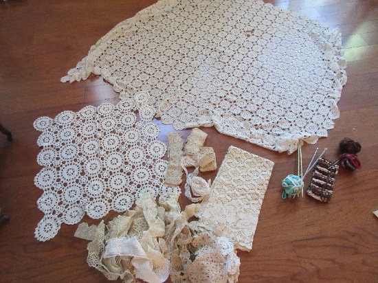 Group - Knitting Needles Charmin 5 1/2" Boye 11 & Other Lace Crochet Trims