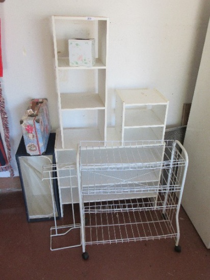 Group - 3-Tier Wire Shelf Cart, White Laminate Shelf, Etc.