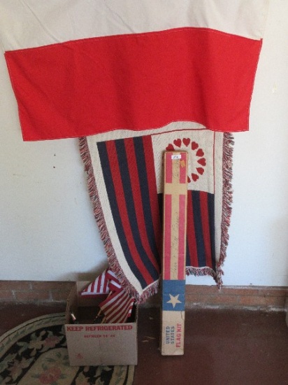 Group - Italian Flag, American Flag & Small Flags on Sticks