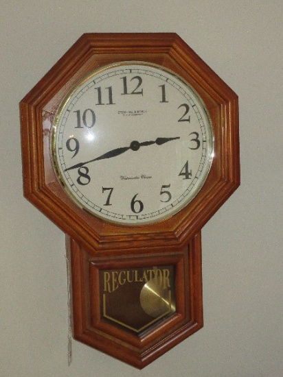 Sterling & Noble Clock Co. Regular Oak Case School House Design Wall Clock