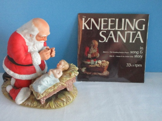 Roman Ceramica Excelsis Kneeling Santa & Bay Jesus In The Manger