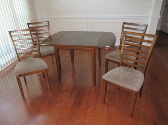 Holland House Furniture Drop Leaf Dining Table w/ 4 Ladder Back Chairs