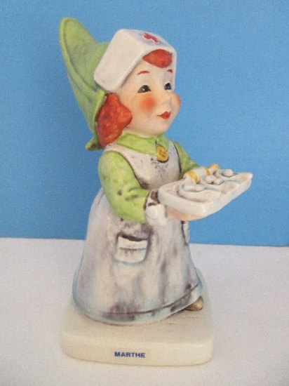 Goebel Hummel "Martha The Nurse" 6 1/2" Gnome Figurine Nurse w/ Medicine Tray
