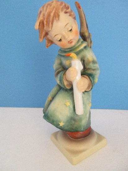 Vintage Goebel Hummel "Heavenly Angel" 7" Figurine Angel Holding Burning Candle
