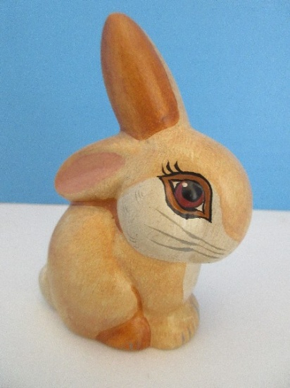 Adorable Vaillancourt Folk Art Chalkware Bunny #118 Rabbit 3 1/2" Figurine