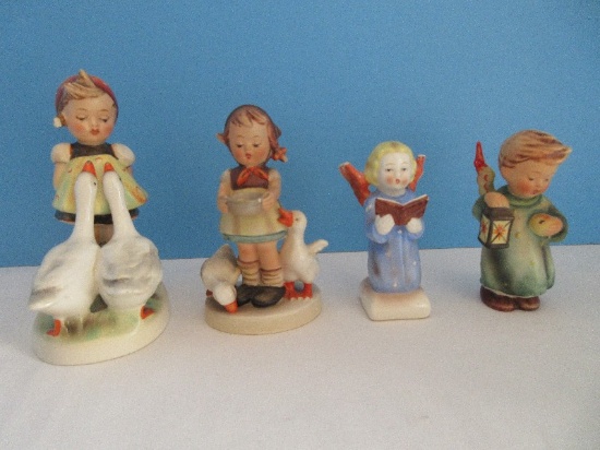 Early 4 Goebel Hummel Figurines "Goose Girl" #47/0 Figurine 5" Full Bee Circa 1940-1959