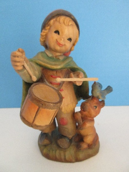 Scarce Anri Drummer Boy 6 1/4" Hand Carved Wooden Figurine Ferrandiz Italy '79