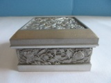 Royal Selangor Pewter Square Keepsake Box Ornately Adorned Relief Foliate Floral Design