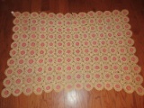 Hand Crochet Pink/Ecru Circular Pattern Card/Accent Table Cloth