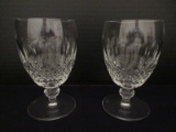 Pair - Waterford Crystal Colleen Short Stem Pattern Water Goblets Cut Criss Cross Hatch Design