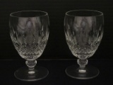 Pair - Waterford Crystal Colleen Short Stem Pattern Water Goblets Cut Criss Cross Hatch Design