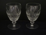 Pair - Waterford Crystal Colleen Short Stem Pattern Water Goblets Cut Criss Cross Hatch Design