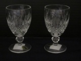 Pair - Waterford Crystal Colleen Short Stem Pattern Claret Wine Cut Criss Cross Hatch Design