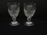 Pair - Waterford Crystal Colleen Short Stem Pattern Claret Wine Cut Criss Cross Hatch Design