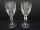 Pair - Galway Crystal Castlerosse Pattern Cut Criss Cross/Vertical Cuts Design Claret Wine