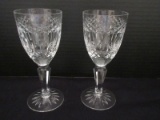 Pair - Galway Crystal Castlerosse Pattern Cut Criss Cross/Vertical Cuts Design Claret Wine