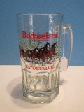Large Glass Budweiser Clydesdales Hitch Team Pulling Wagon Winter Landscape Stein 8