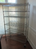 Commercial Grade Rolling NSF King Long Industrial 6-Tier Chrome Steel Wire Shelving Unit