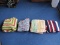 Lot - Red/White/Blue Blanket, Green/Brown, Tan Blankets, Etc.