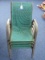 4 Green Fabric Child's Chairs Grey Metal Sides