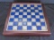 Wooden Game Board Blue/White w/ Inlay Chess Piece Organizer