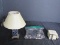 Miniature Desk Lamp Black Zebra Pattern Ceramic Scroll Base