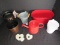 Tin Planter/Bucket Lot - Red, Antique Patina, White Buckets, Etc.