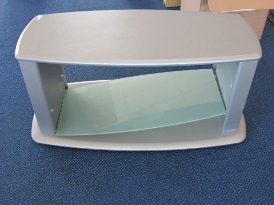 Grey Plastic TV Stand w/ 2 Center Plastic Shelves Adjustable