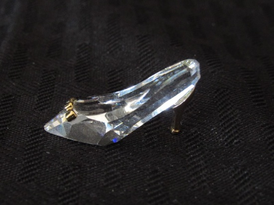 Miniature Crystal Cut Slipper w/ Gilted Trim