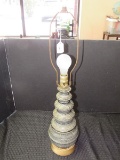 Vintage Black Spindle Motif/Design Lamp w/ Gilded Base