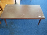 Wooden Low Table Narrow To Brass Cap Feet