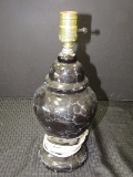 Black Faux-Marble Design Urn Ceramic Lamp