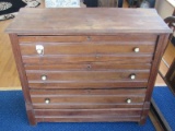 Vintage Wooden 3 Drawer Dresser Dovetailed Grooved Front/Sides, Block Feet