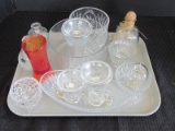 Glass Lot - Princess House Apple, Pinwheel Cut Vase, Red Vase, Diamond Cut Votive, Etc.