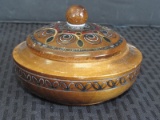 Wooden Carved Scroll Black/Red Pattern Trinket Box