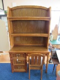 Wooden Stanley Furniture Desk w/ Chair, Metal Pulls, Ribbed Design w/ Chair