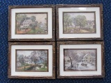 Vintage Seasons Picture Prints in Ornate/Scroll Gilted Wood Frames/Matt