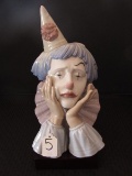 Lladro © Daisa 1981 No.25N Porcelain Sad Clown Head in Hands 12