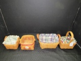 4 Longaberger Wooden Hand Woven Baskets