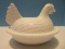 Indiana Milk Glass Hen on Nest w/ Beaded Rim