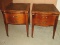 Pair - Mahogany Traditional End Tables w/ Insert Leather Tops, Single Dovetail Drawer