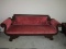 Stately Traditional Empire Period Style Formal Parlor Sofa Scrolled Accents, Mahogany Veneer