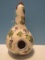 Ceramic Gourd Shape Decorative Bird House Grape Vine Design & Leather Hanging Strap