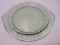 Anchor Hocking Green Uranium Depression Glass Cameo Pattern Handled Cake Plate 11 1/2