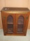 Pine 2 Door Cabinet w/ Mesh Wire Arched Panel Doors Interior Shelf w/ Rope Trim Molding