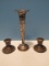 Group - Pair Sterling Silver Crown Single Candlesticks 2 1/2