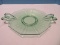 Green Uranium Depression Glass Pierced Handle Sandwich/Server Tray