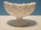 Pre's Cut Milk Glass Pedestal Compote Hobstar & Diamond Pattern